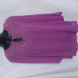 C.L.O.T.H.E.S. Embroidered & Sequined Tunic with Camisole,  lilac/purple/gold